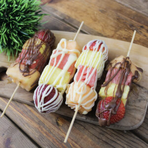 Chocolate Drizzled Fresh Fruit Kabobs