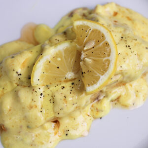 Creamy lemon herb salmon buffet