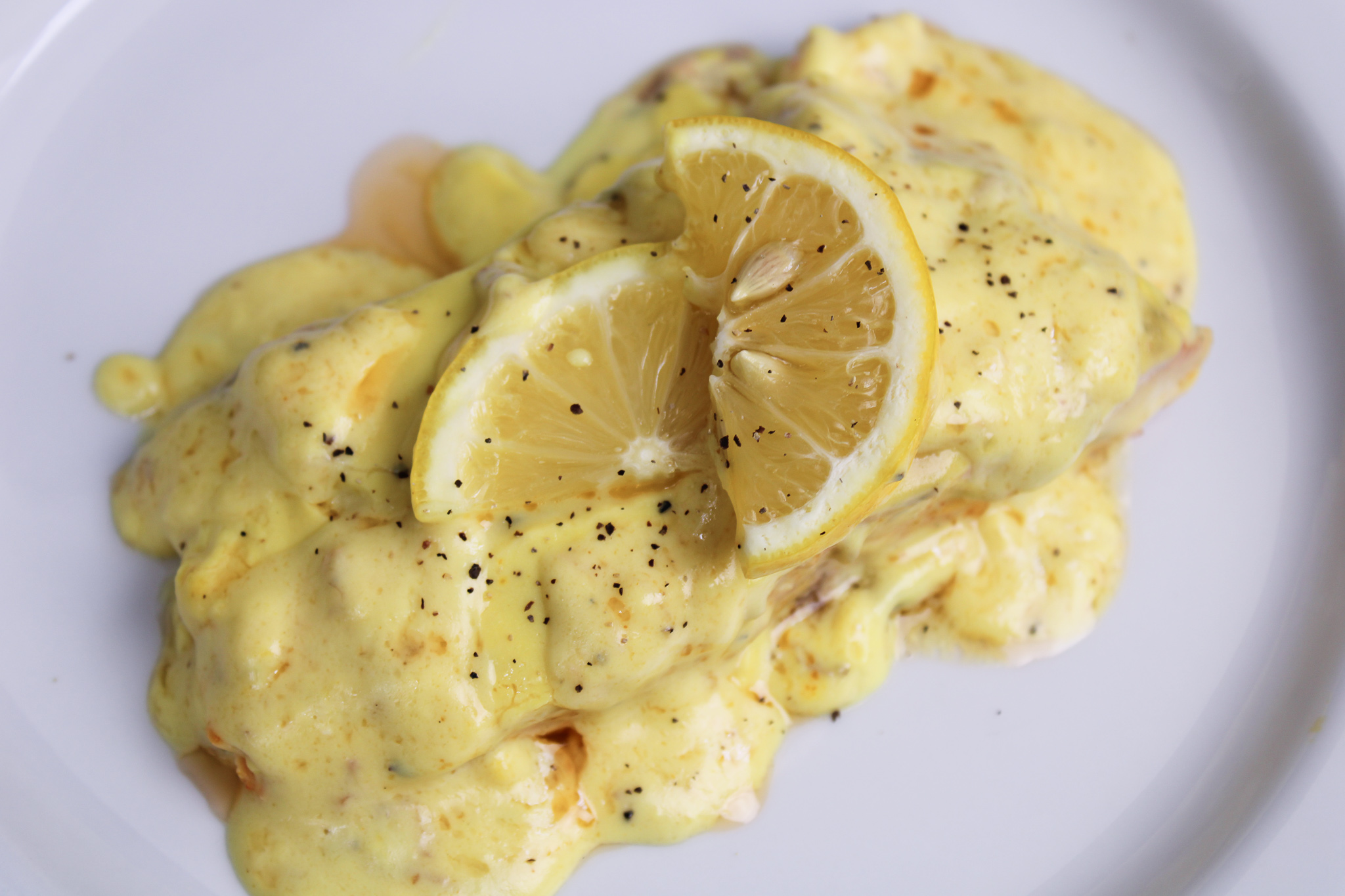 Creamy lemon herb salmon buffet