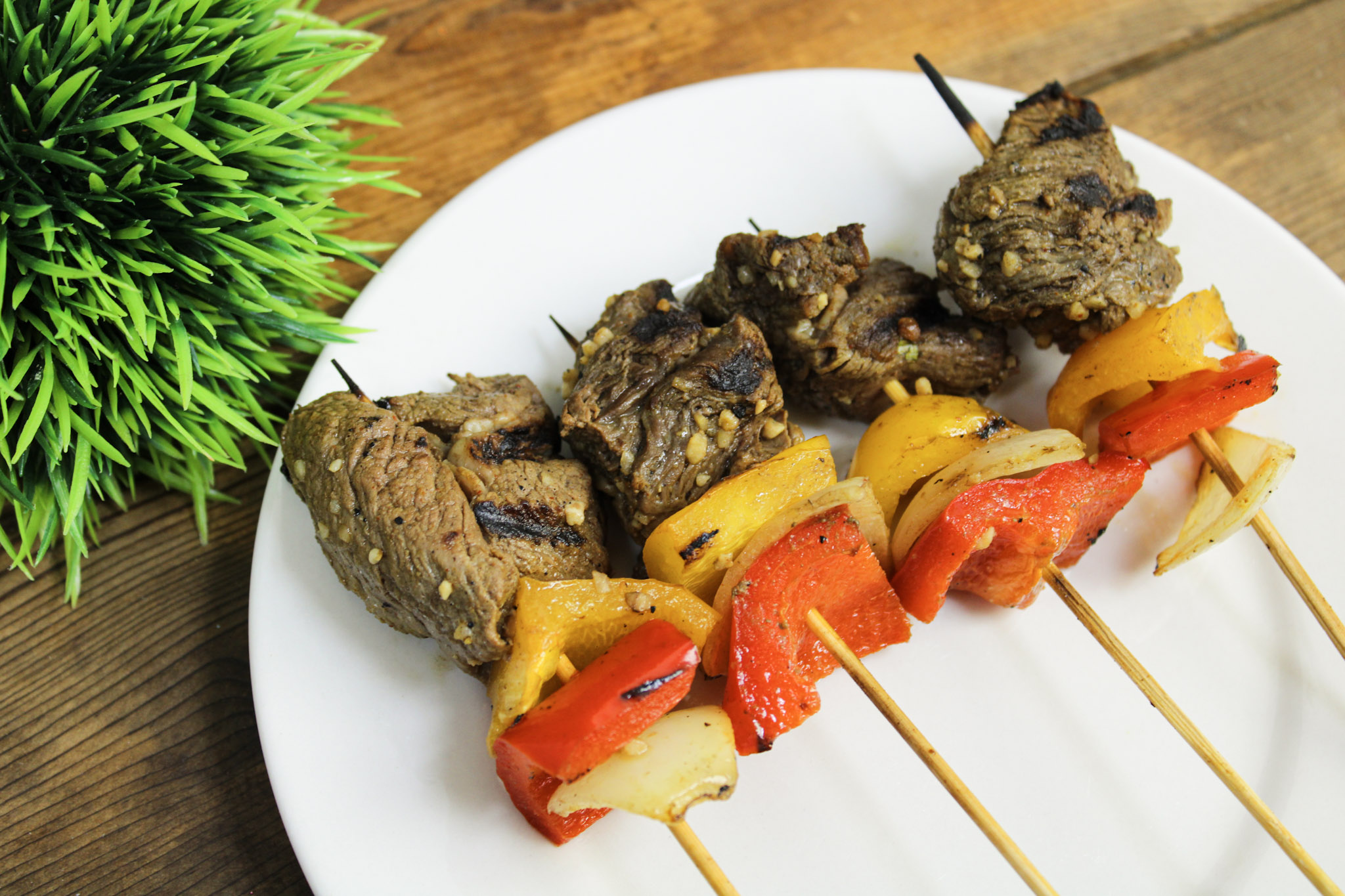 Cocktail Size Grilled Ribeye Steak Kabobs