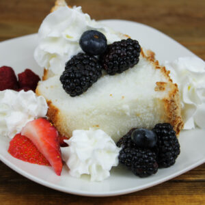 Angel Food Cake with Fresh Fruit Topping and Whipped Cream