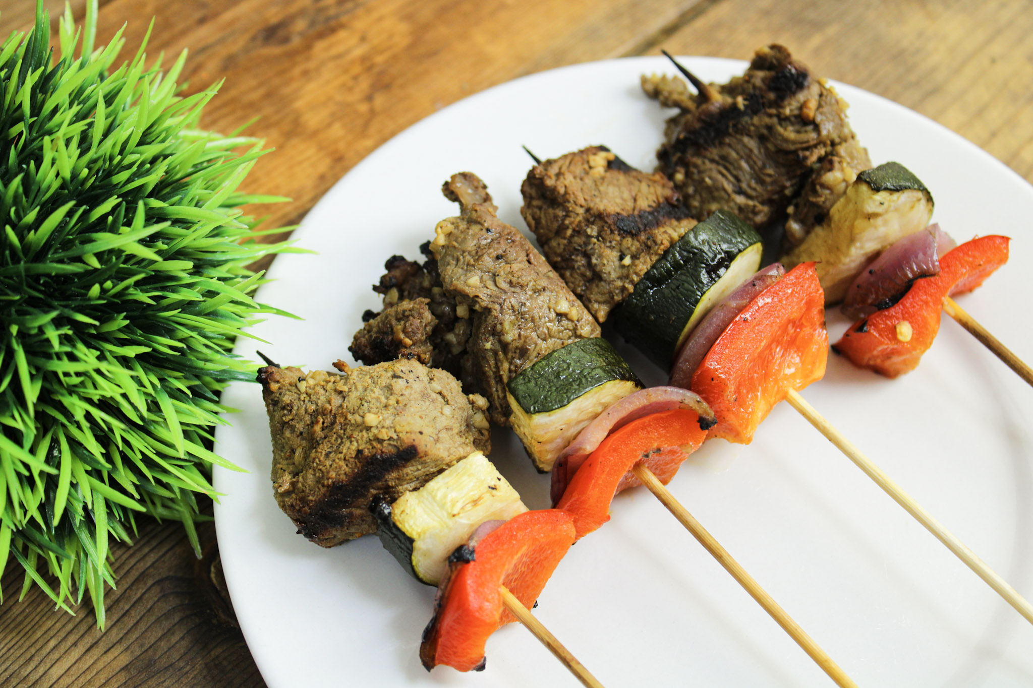 Grilled Mediterranean Ribeye Steak Kabobs (Cocktail Sized)